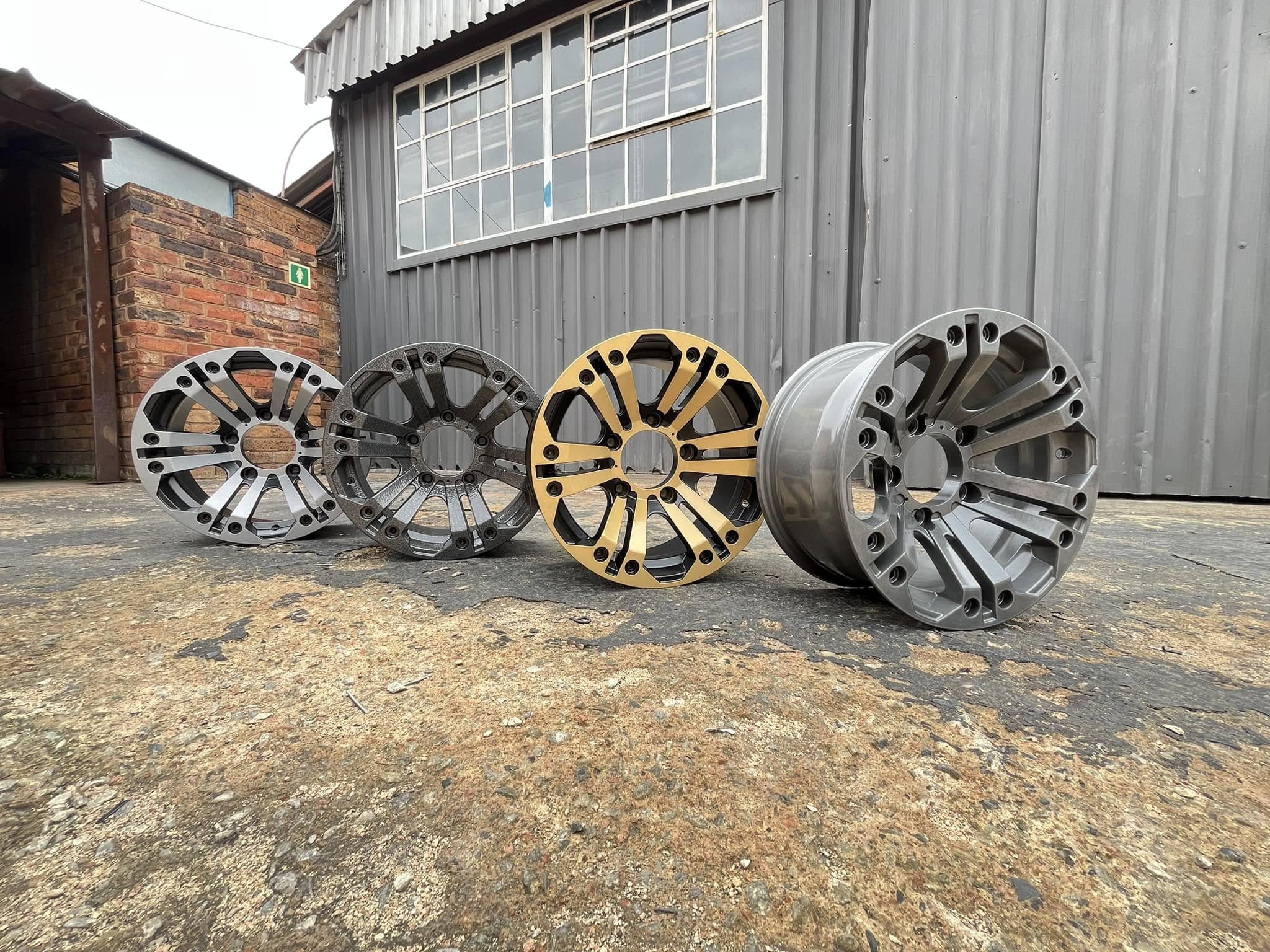Powder coated wheels at our workshop